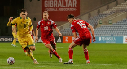 Lietuviešiem vēl viena neliela uzvara pār Gibraltāru un dalība Nāciju līgas C līmenī