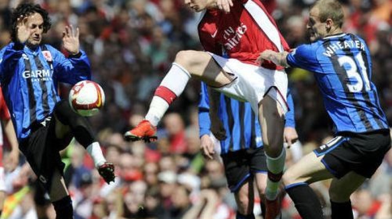 Epizode no "Arsenal" - "Middlesbrough" spēles
Foto: AFP