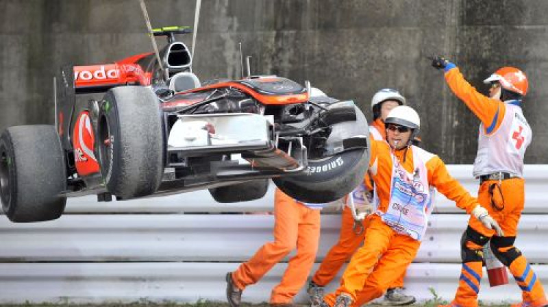 Luisa Hamiltona formula pēc avārijas
Foto: AFP/Scanpix