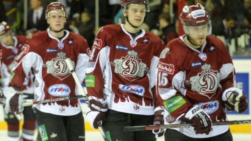 Rīgas "Dinamo" hokejisti pirmo reizi pēdējo septiņu spēļu laikā laukumu pametuši bez nopelnītiem punktiem
Foto: Romāns Kokšarovs, Sporta Avīze, f64