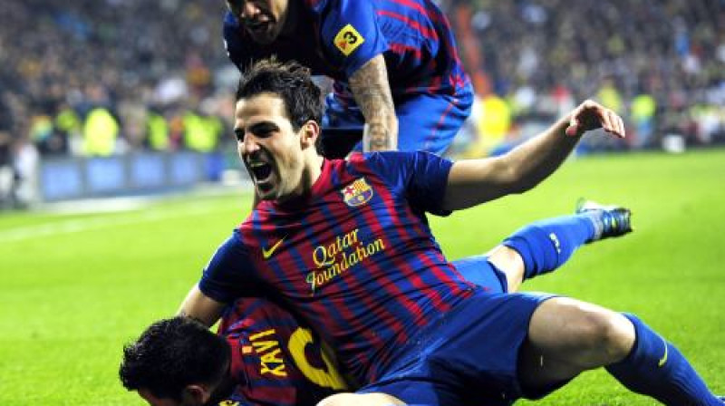 "Barcelona" futbolisti atzīmē otro vārtu guvumu
Foto: AFP/Scanpix