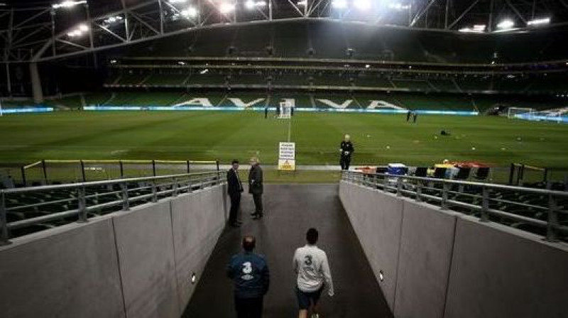 "Aviva" stadions vakar pirms Īrijas izlases treniņa
Foto: PA Wire/Press Association Images/Scanpix