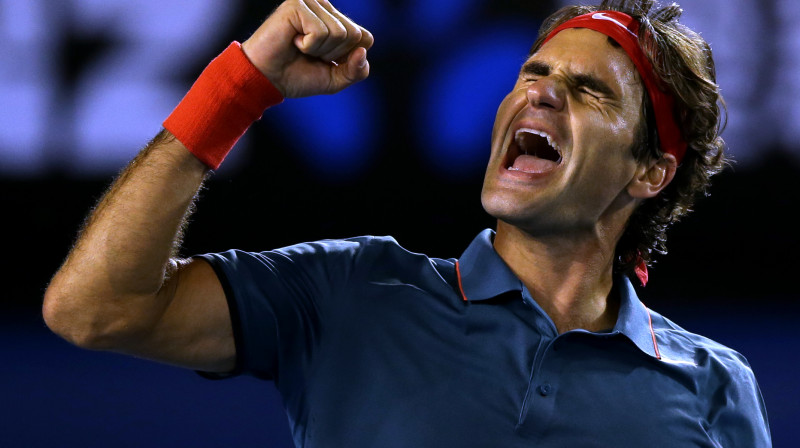 Rodžers Federers pamatīgā sajūsmā par pusfināla sasniegšanu
Foto: AP/Scanpix