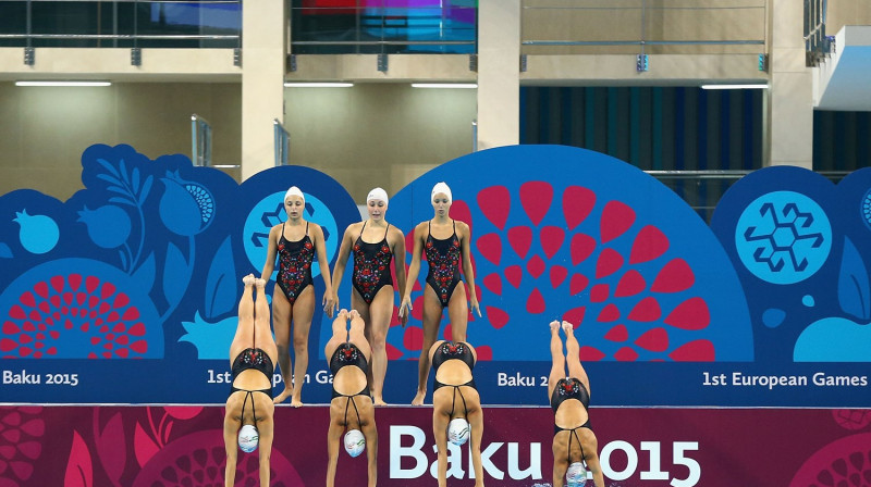 Sinhrono peldētāju treniņš Baku
Foto: Getty Images / baku2015.com