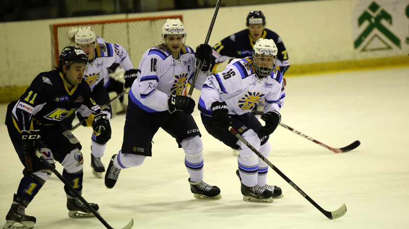 Moments no spēles starp Ogres HK "Kurbads" un HS "Rīga"
Foto: Ritvars Raits