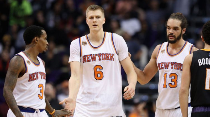 Brendons Dženigss, Kristaps Porziņģis un Žoakims Noā
Foto: AFP/Scanpix