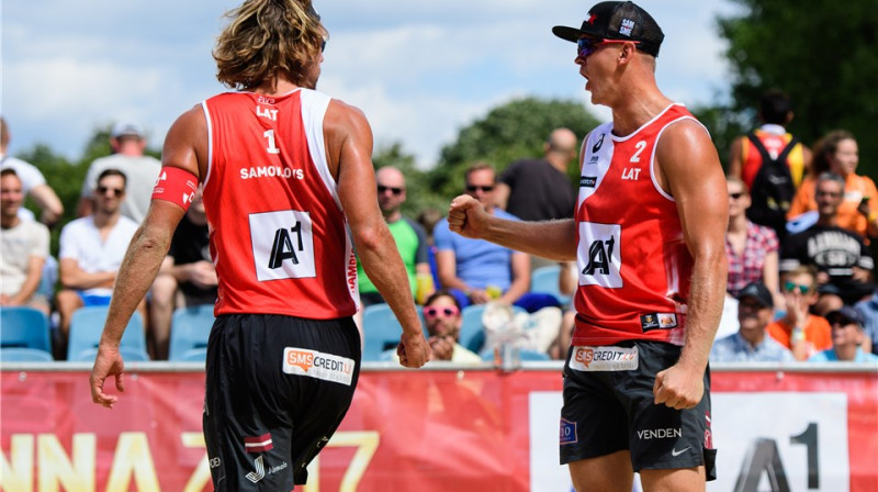 Latvijas spēcīgākais duets pasaules čempionātā
Foto: http://vienna2017.fivb.com