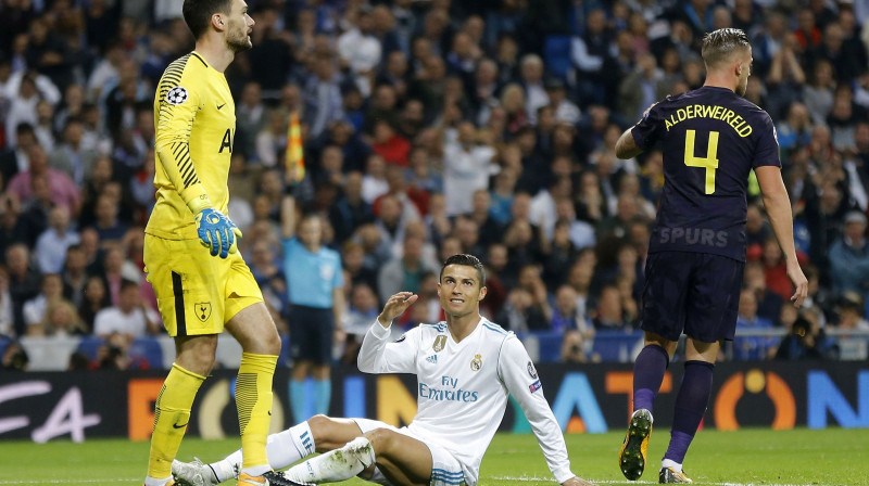 Igo Loriss vairākkārt glāba ''Tottenham'', taču Krištianu Ronaldu pendeli viņš nebija spējīgs atvairīt
Foto: Francisco Seco/AP/Scanpix