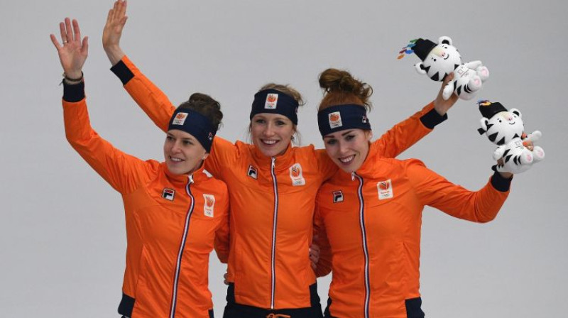 Trīs Nīderlandes medaļu ieguvējas
Foto: AFP/Scanpix