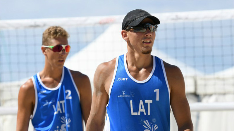 Mihails Samoilovs un Kristaps Šmits 
Foto: worldtour.2018.fivb.com