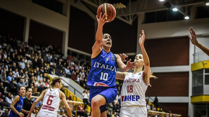 Frančeska Dotto un Itālija izbraukumā salauza Horvātijas pretestību. Foto: FIBA