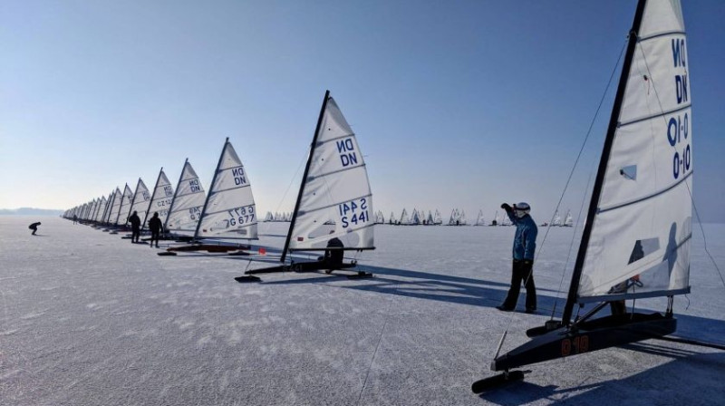 Eiropas čempionāts ledusburāšanā. Foto: DN icesailing Latvia