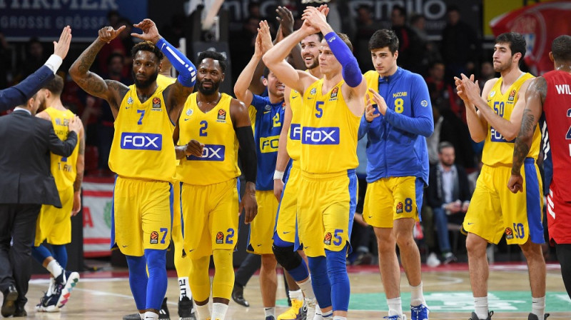 Telavivas "Maccabi" atzīmē uzvaru. Foto: IS/Scanpix