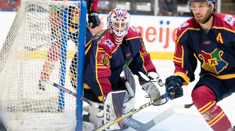 Matīss Edmunds Kivlenieks ECHL komandas "Wings" vārtos. Foto: Kalamazū "Wings"