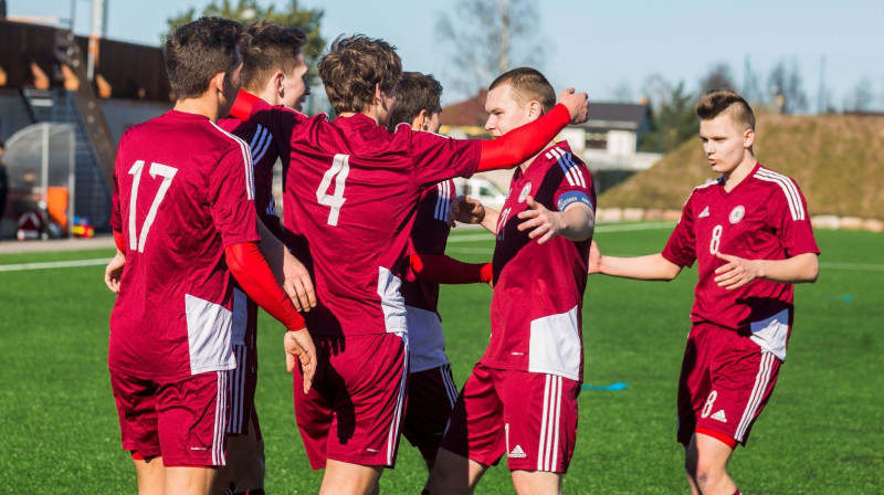 Latvijas U19 futbola izlase Moldovā. Foto: LFF