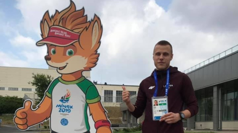 Kalvis Kalniņš pirms starta Minskā. Foto no sportista Facebook profila