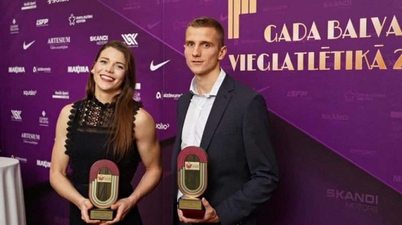 Sindija Bukša un Jānis Leitis. Foto: Guntis Bērziņš, athletics.lv