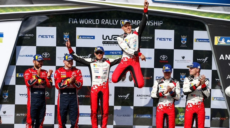 Ots Tanaks svin uzvaru Somijas WRC posmā. Foto: Toyota Gazoo Racing