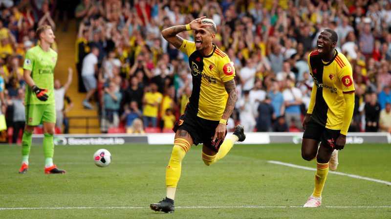 "Watford" futbolisti svin vārtu guvumu. Foto: John Sibley/Reuters/Scanpix