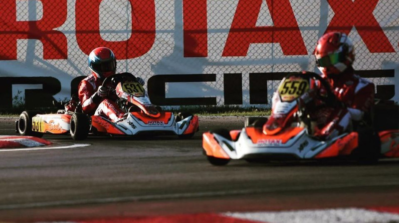 Henrijs Grūbe un Ēriks Gasparovičs. Foto: Rotax Baltic Karting