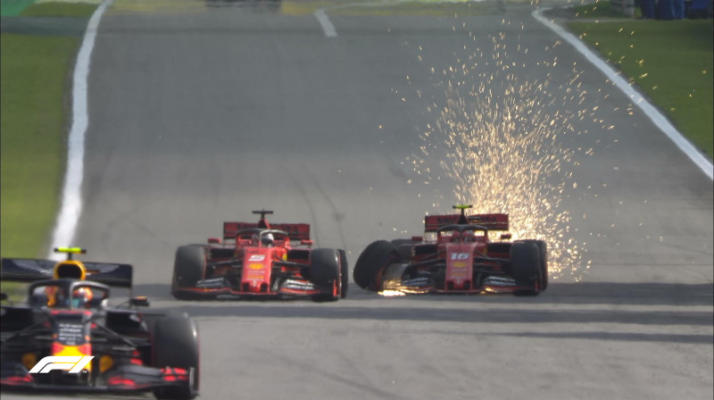 "Ferrari" formulas pēc sadursmes. Foto: F1