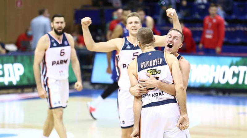 Mareks Mejeris un "Parma basket": 2-0 VTB līgā. Foto: Perma