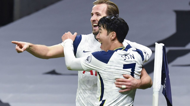 ''Tottenham'' vārtu guvēji - Hinmins Sons un Harijs Keins. Foto: AP/Scanpix