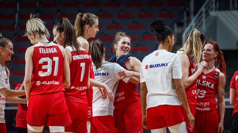 Polijas basketbolistes 2021. gada 3. februārī Rīgā. Foto: FIBA