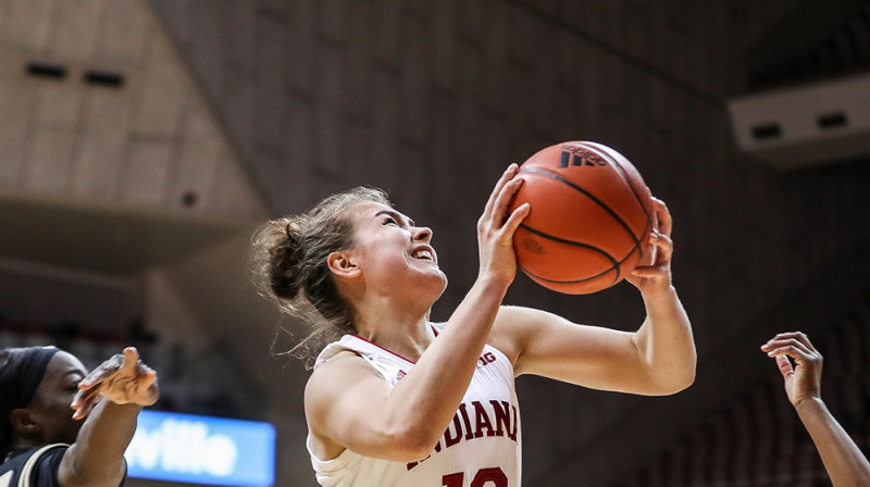 Aleksa Gulbe un "Indiana": pirmais "Sweet 16" komandas vēsturē. Foto: Indiana