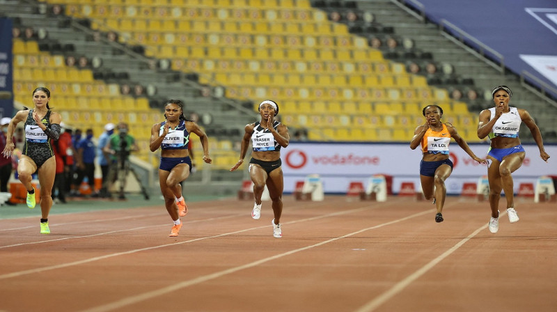 Sieviešu 100m sprints. Foto: Worldathletics.