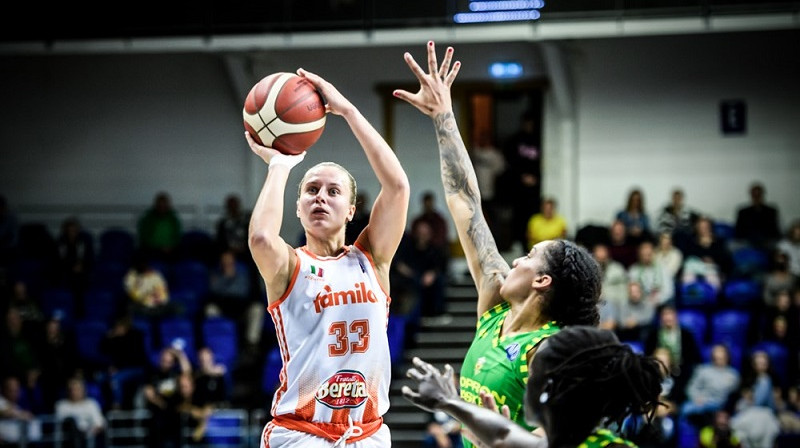 Kitija Laksa un Gabija Viljamsa 2021. gada 21. oktobrī. Foto: EuroLeague Women