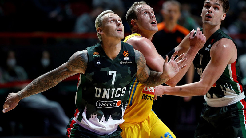 Jānis Timma debitē Kazaņas UNICS formas kreklā. Foto: Euroleague