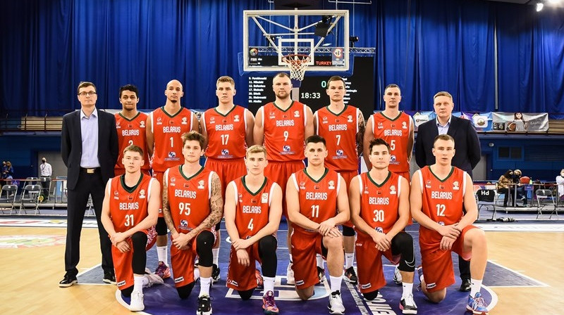 Baltkrievijas vīriešu izlase 2021. gada novembrī. Foto; FIBA