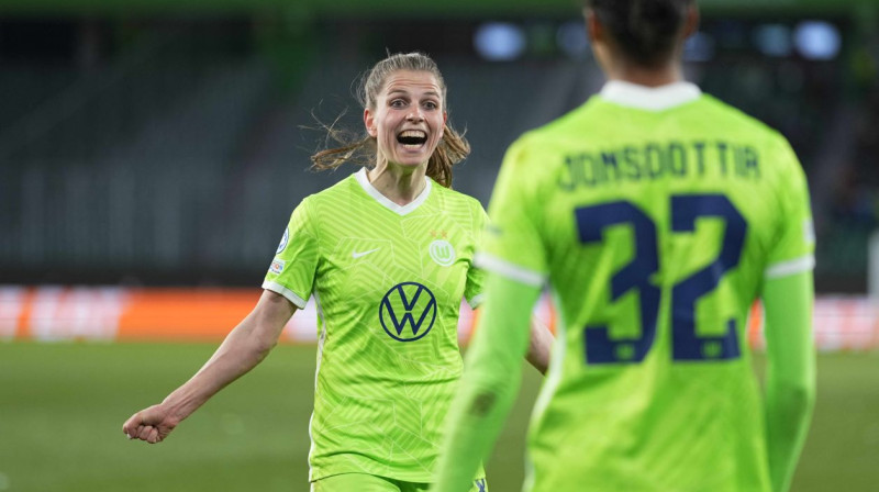 "Wolfsburg" futbolistes svin vārtu guvumu. Foto: Kim Price/Zumapress.com/Scanpix