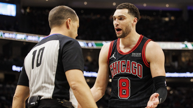 Čikāgas "Bulls" nāksies iztikt bez Zeka Lavīna. Foto: USA Today Sports/Scanpix