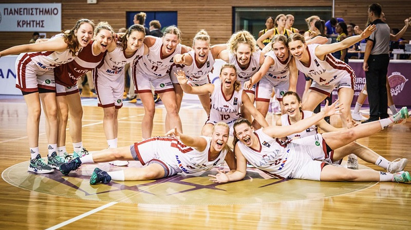 Latvijas U18 meiteņu izlase 2022. gada 11. augustā. Foto: FIBA