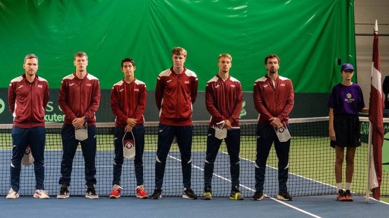 Latvijas vīriešu tenisa izlase. Foto: Raimonds Volonts/LTS