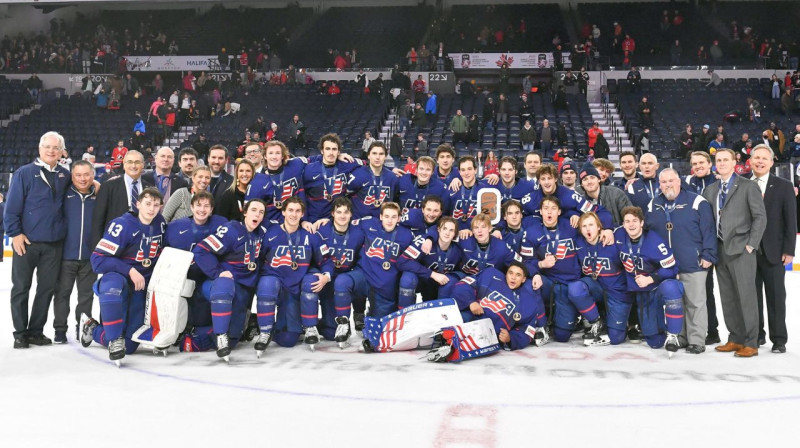 ASV U20 hokeja valstsvienība. Foto: Minas Panagiotakis/AFP/Scanpix