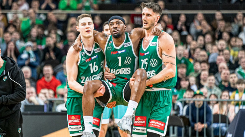 Karolis Lukošūns, Aizeja Teilors un Ahile Polonara. Foto: Zalgiris.lt