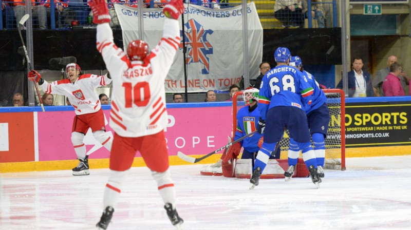 Mirklis pēc Polijas valstsvienības vārtu guvuma. Foto: IIHF