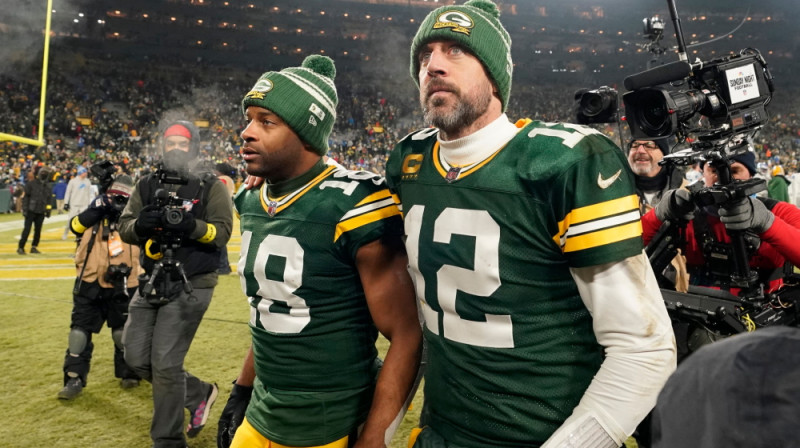 Rendls Kobs un Ārons Rodžers pēdējoreiz "Packers" formastērpos. Foto: AFP/Scanpix