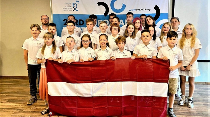 Latvijas komanda. Foto; Latvijas Dambretes federācija.