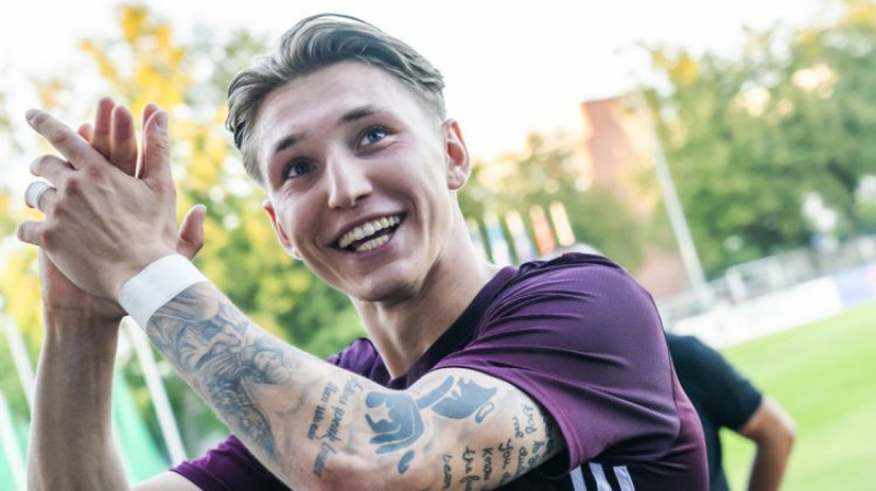 Dario Šits Latvijas U21 izlases kreklā. Foto: LFF