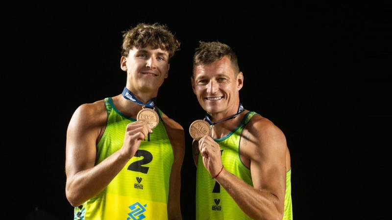 Kristians Fokerots un Mārtiņš Pļaviņš. Foto: Beach Volleyball World