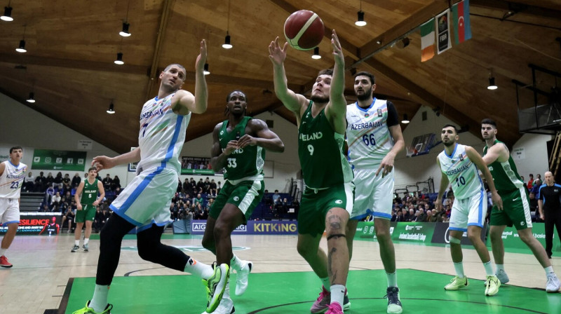 Mirklis no Īrijas un Azerbaidžānas valstsvienību spēles Dublinā. Foto: FIBA