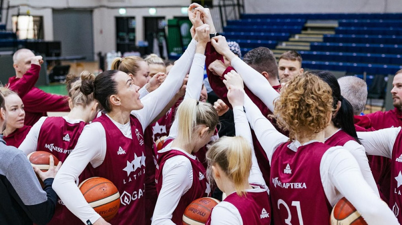 Latvijas basketbolistes 2025. gada 8. februārī. Foto: Mārtiņš Goldbergs