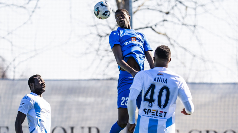 Debijas spēlē vārtus guvušais Bubu Diallo. Foto: Nora Krevņeva-Baibakova/Riga FC