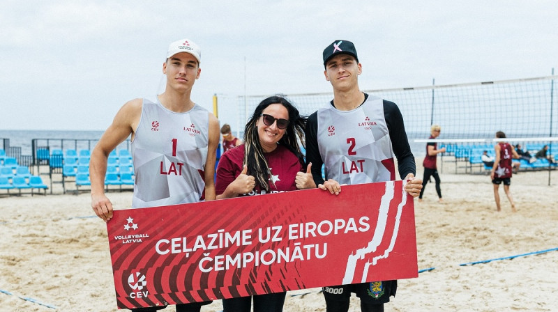 Kristians Fokerots un Gustavs Auziņš. Foto: Mārtiņš Goldbergs / Beach Volley Latvia