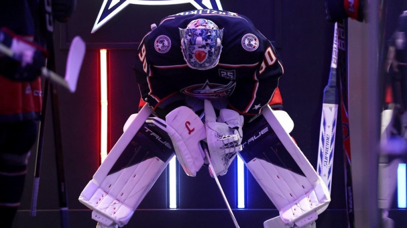 Elvis Merzļikins. Foto: Columbus Blue Jackets