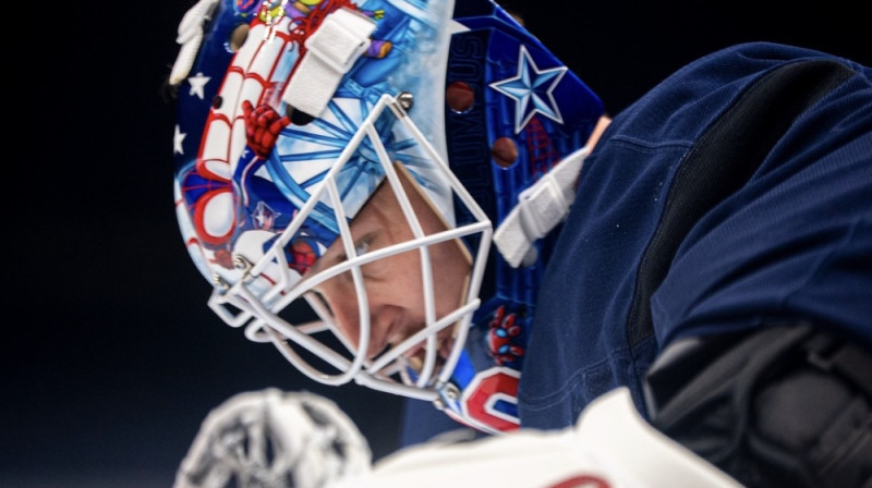 Elvis Merzļikins. Foto: Columbus Blue Jackets
